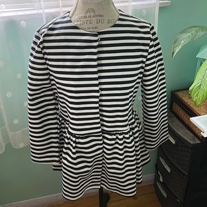 Navy Striped Peplum Blazer